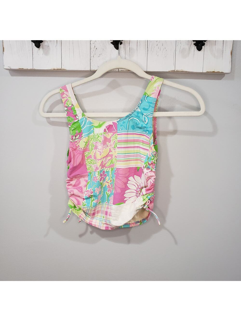 Lilly Pulitzer Girls Swim Top 14 Patchwork Print Bright Summer Tankini